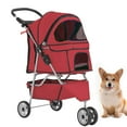 thumbnail image 1 of SAEWUD 3-Wheel Pet Stroller - Dog Stroller, Cat Cage Jogger, Travel Folding Carrier for Cats, Waterproof Puppy Stroller with Cup Holder & Removable Liner. Red, 1 of 13