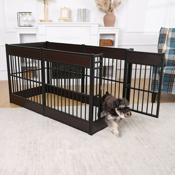 SAEWUD 31.5" Heavy Duty Indoor Dog Playpen, Safe & Sturdy Furniture-Style Puppy Pen, Ideal for Small to Medium Dogs, Stylish Pet Fence for Home Use.Black