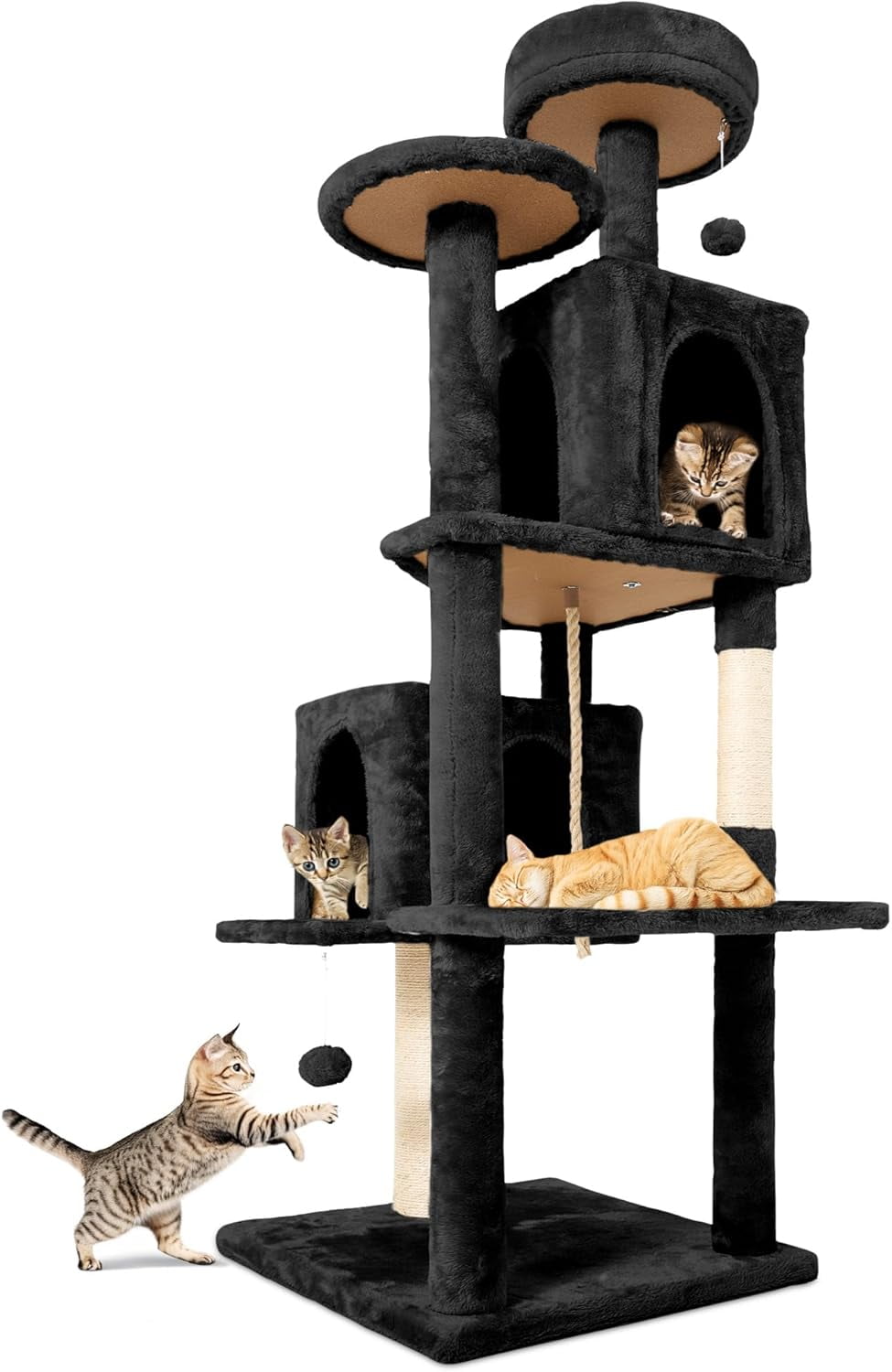 SAEWUD 58.5-Inch Multi-Level Cat Tree Tower for Indoor Cats with 360 ...