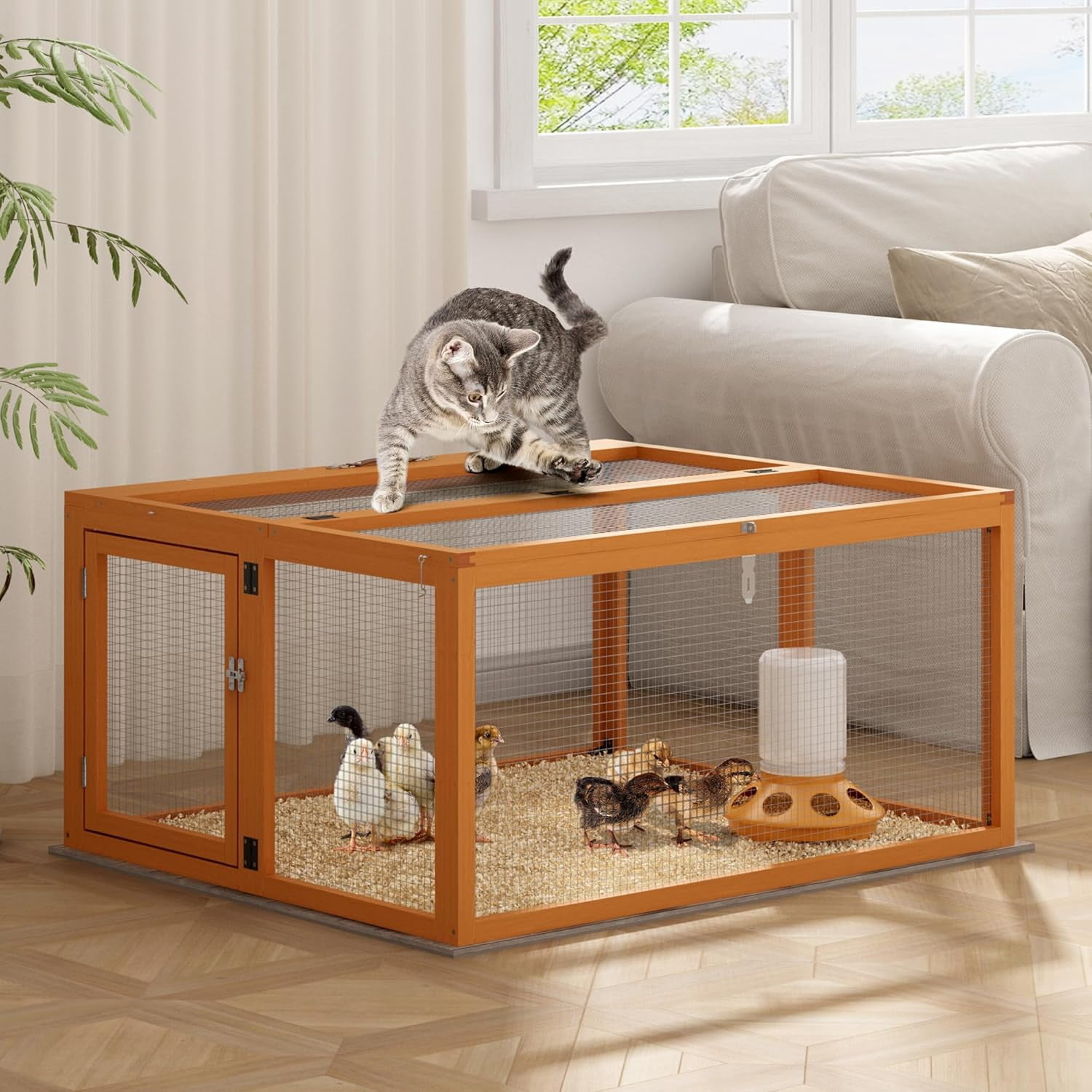 SAEWUD Chicken Coop Run Rabbit Hutch – Portable Folding Wooden Cage ...