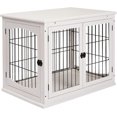 thumbnail image 1 of SAEWUD Dog Crate Furniture, Small Dog Cage End Table with Two Opening Sides, Lockable Door, Puppy Kennel Indoor, Cute and Decorative, Pure White, 1 of 9
