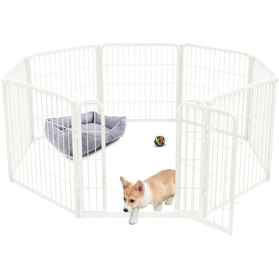 SAEWUD Dog Playpen for Indoor Use - Stress-Free and Safe Play, Heavy Duty Dog Pen for Puppies and Small Dogs, Ideal for Home & Apartment Spaces.24"H (White)08 Panels
