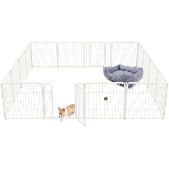 SAEWUD Dog Playpen for Indoor Use - Stress-Free and Safe Play, Heavy Duty Dog Pen for Puppies and Small Dogs, Ideal for Home & Apartment Spaces.24"H (White)16 Panels