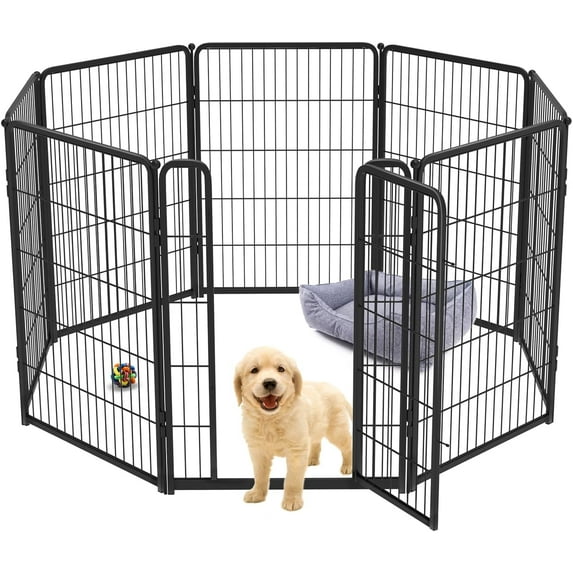 SAEWUD Dog Playpen for Indoor Use - Stress-Free and Safe Play, Heavy Duty Dog Pen for Puppies and Small Dogs, Ideal for Home & Apartment Spaces.40"H (Black)08 Panels