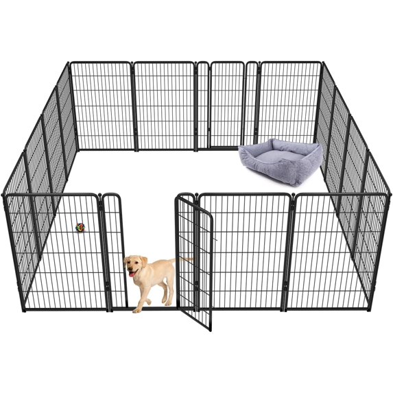 SAEWUD Dog Playpen for Indoor Use - Stress-Free and Safe Play, Heavy Duty Dog Pen for Puppies and Small Dogs, Ideal for Home & Apartment Spaces.45"H (Black)16 Panels