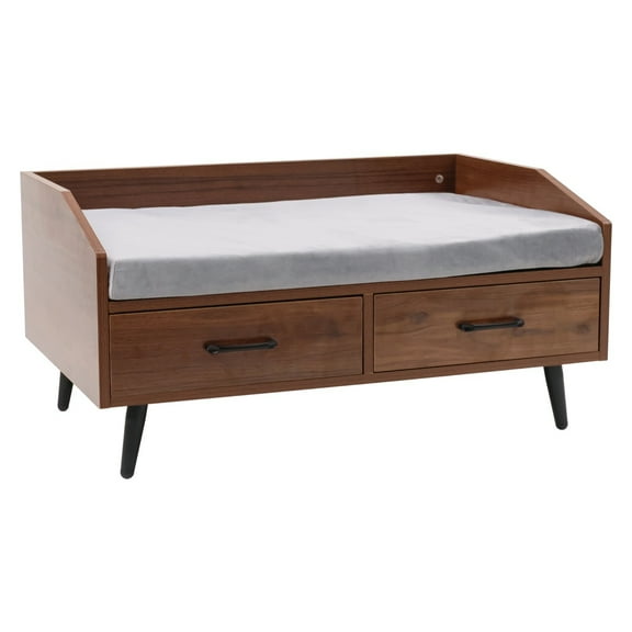 SAEWUD Elevated Wooden Dog Bed Frame with Soft Mattress - Raised Pet Bed Sofa for Dog & Cat, Comfortable and Stylish Design, Ideal for Indoor/Outdoor Use