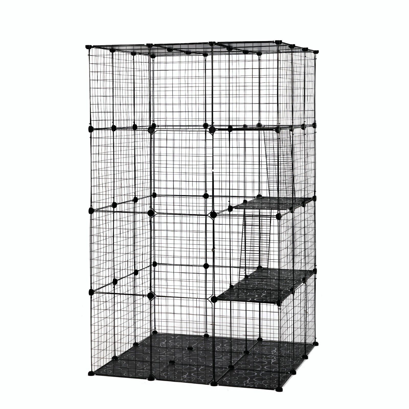 View of SAEWUD Large Cat Cage Indoor DIY Playpen 42x42x72