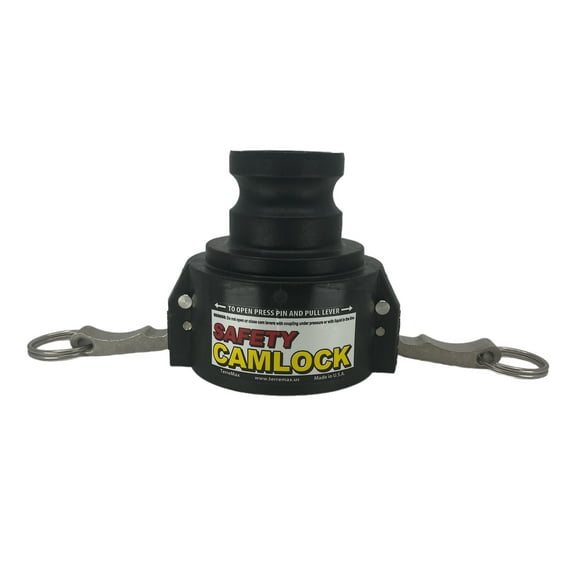 SAF300B200A TerreMax Polypropylene Safety Camlock 3 Female Coupler x 2 Male Adapter