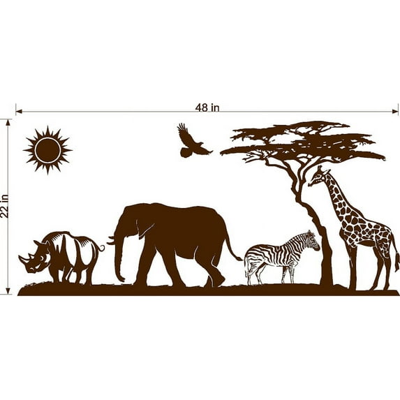 SAFARI ANIMALS VINYL WALL DECALS (YOU CHOOSE SIZE AND COLOR!)