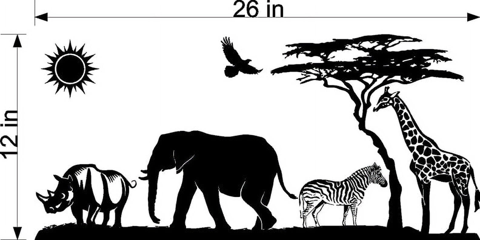 SAFARI ANIMALS VINYL WALL DECALS (YOU CHOOSE SIZE AND COLOR!)