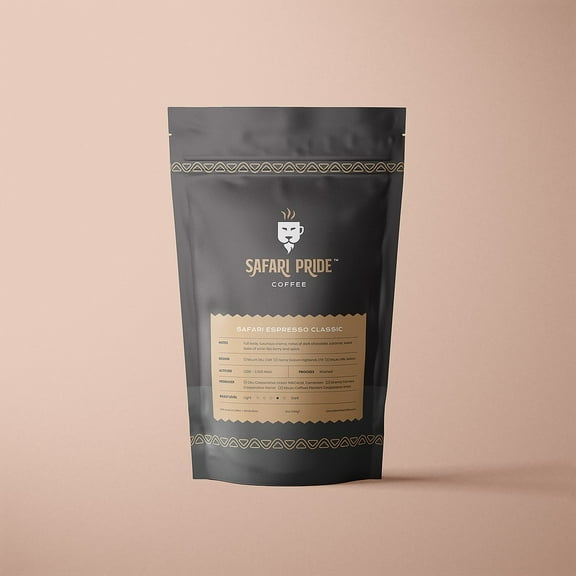 Safari Pride Coffee | Safari Espresso Classic Blended Roast Coffee | Smooth Medium Dark Roast with Spicy Chocolate, Caramel Notes | Gourmet Sustainable Direct Trade African | 12 oz | Ground