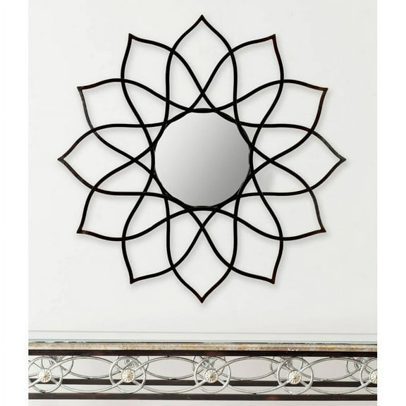 SAFAVIEH 11.5" Round Flower Power Mirror, Coffee Bronze