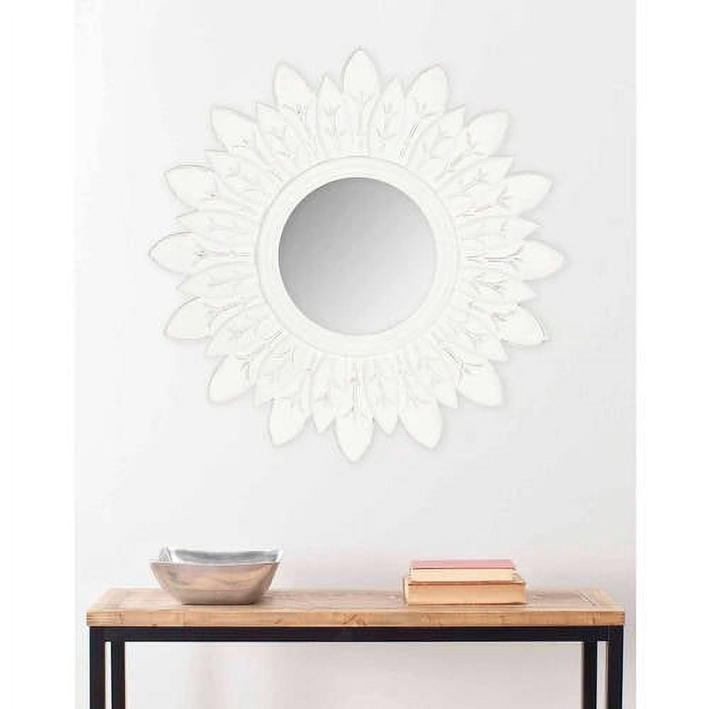 SAFAVIEH 12" Round Sun King Glam Floral Mirror, White