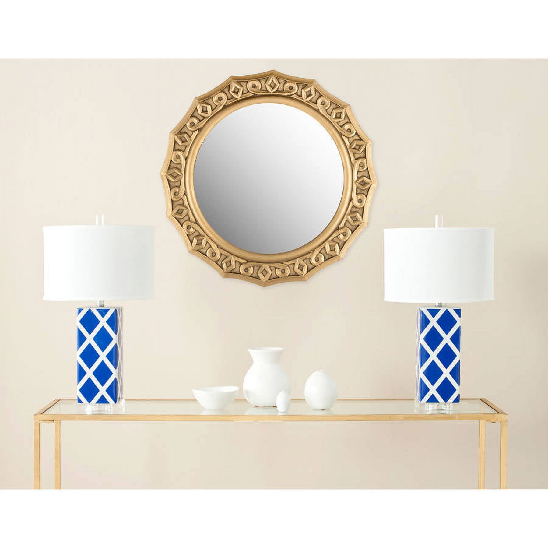 SAFAVIEH 18" Round Gossamer Decorative Lace Mirror, Gold