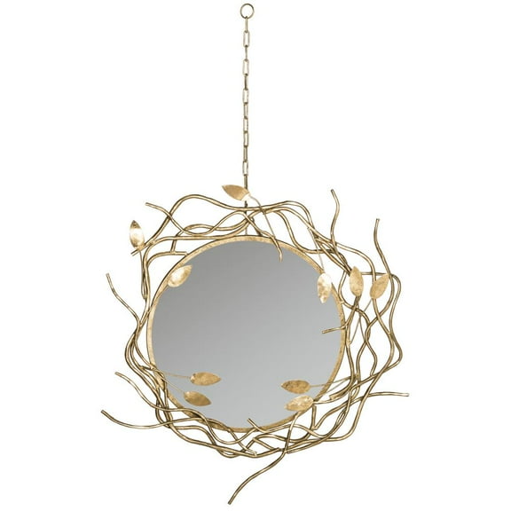 SAFAVIEH 21.1" Round Gold Wreath Mirror, Antique Gold