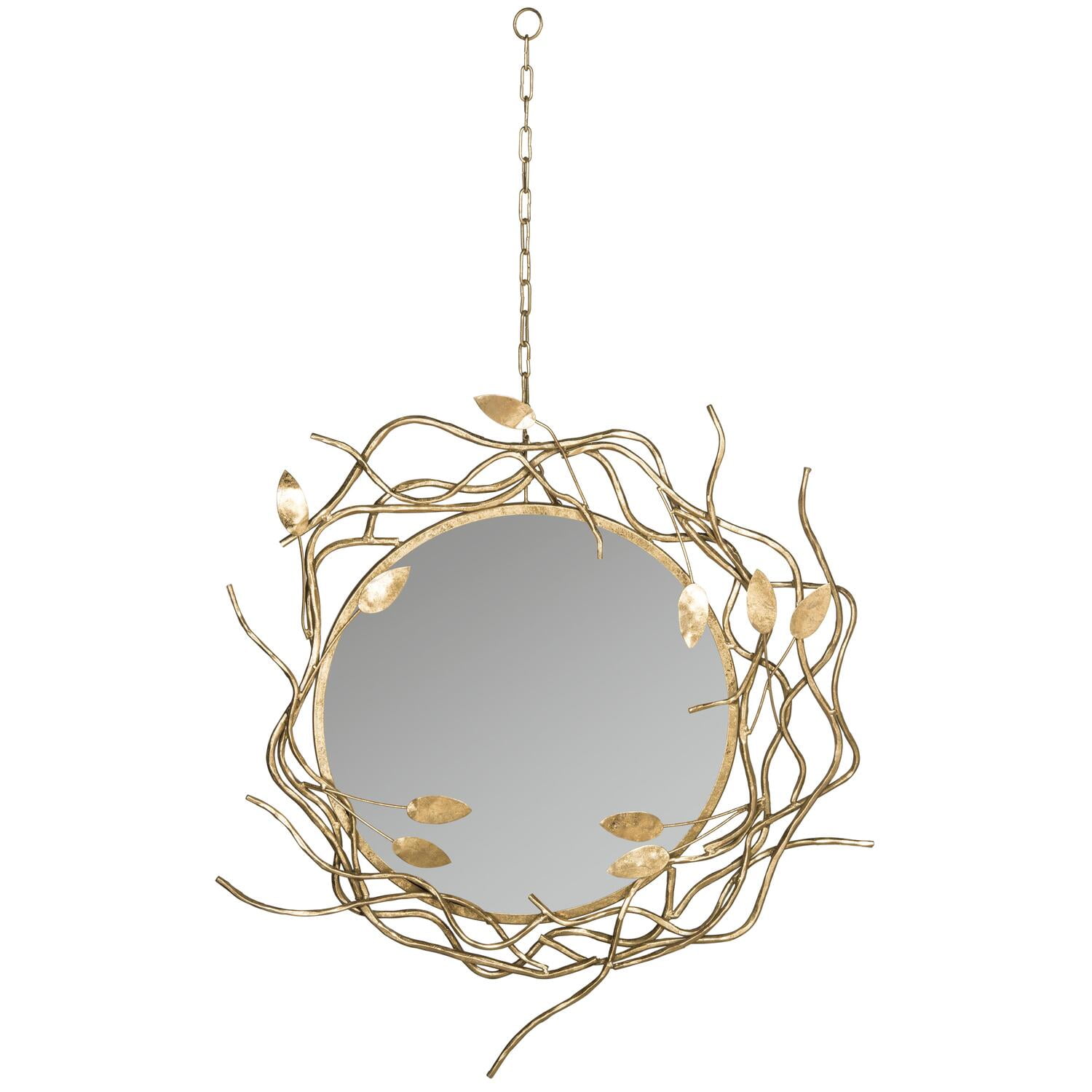 Contemporary Gold Faux Bois Rectangular Wall Mirror