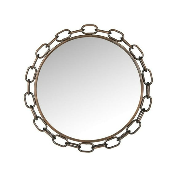 SAFAVIEH 22" Round Atlantis Chain Link Mirror, Antique Copper