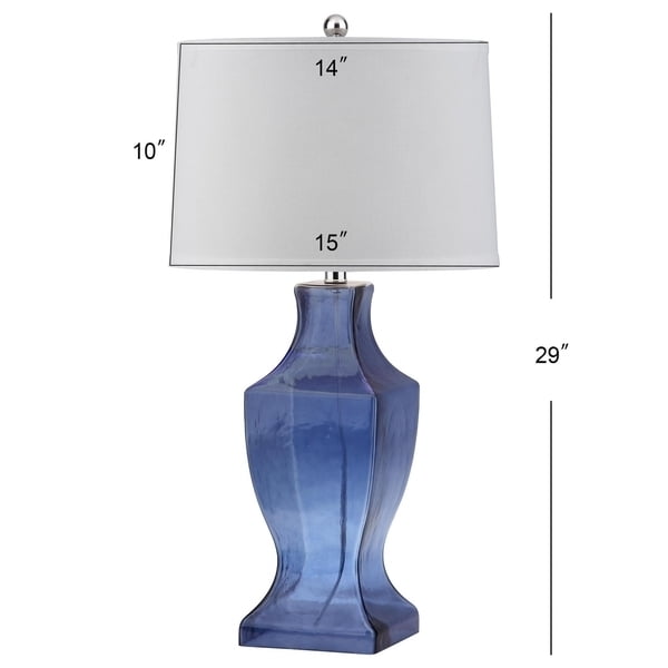 Elegant Blue Glass Urn Table Lamp Set with White Cotton Shade
