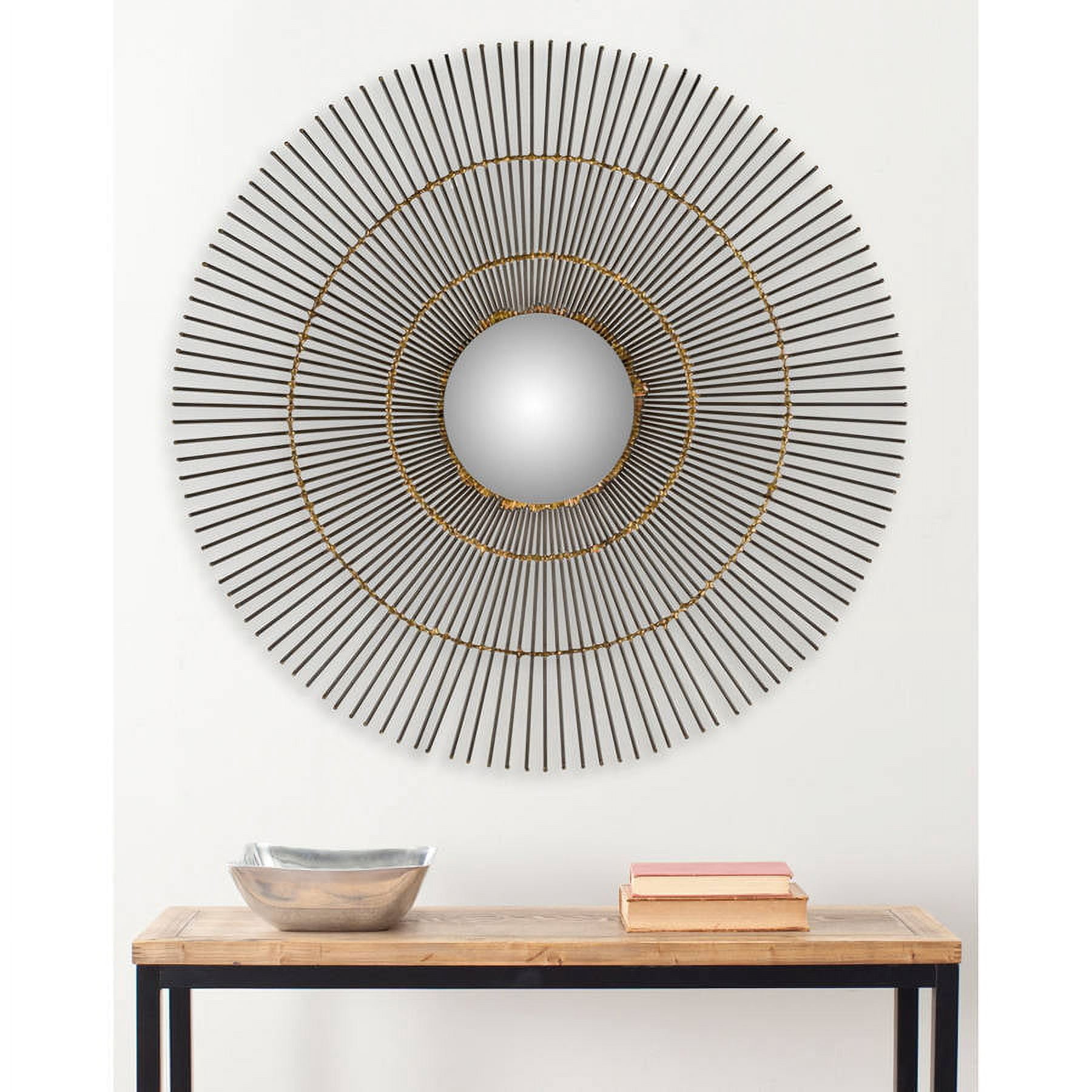 SAFAVIEH 4.5" Round Metallic Orbit The Sun Mirror, Natural