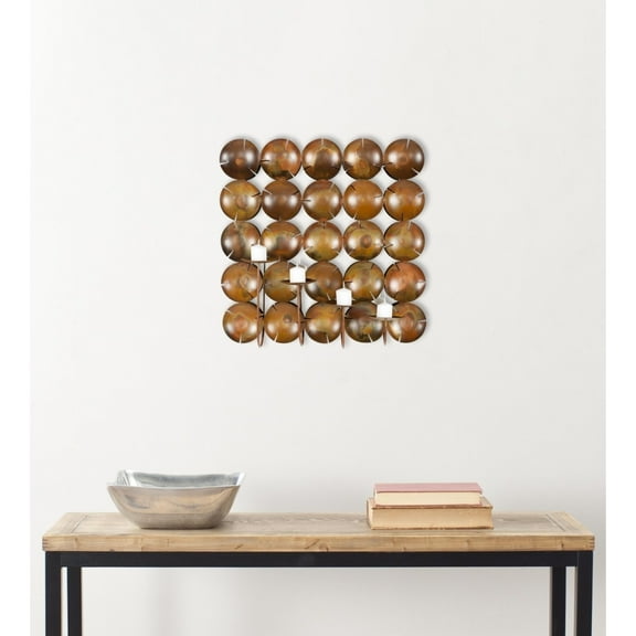 SAFAVIEH 4 Pillar Round Cut Cup Wall Decor Copper