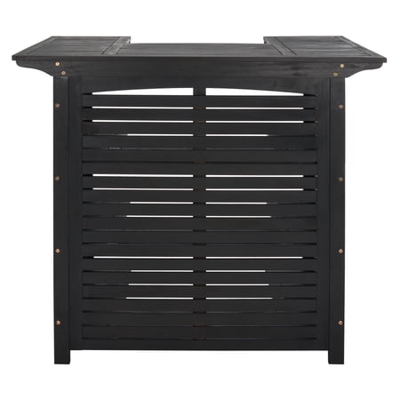 SAFAVIEH 46" Acacia Wood Patio Bar Table with Weather-Resistant Feature, Black