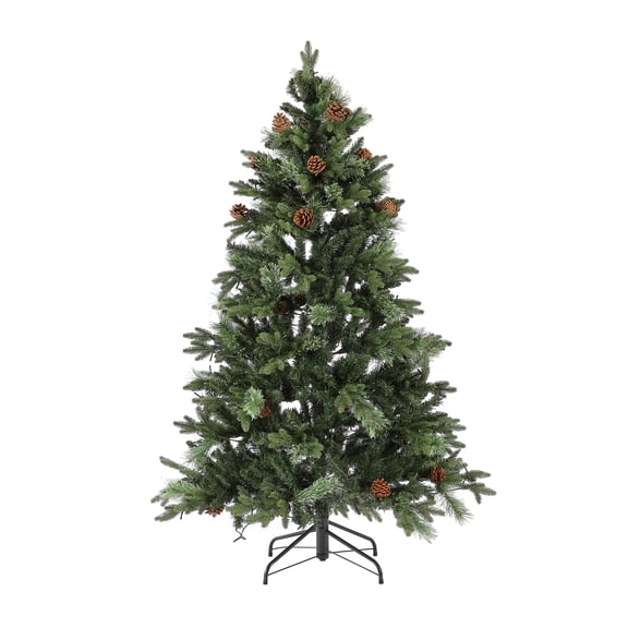 SAFAVIEH 5.5 F Pre-Lit Fully Decorated Artificial Christmas Tree With Pine Cones, Green
