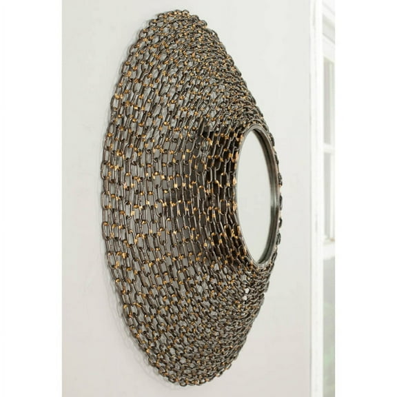 SAFAVIEH 8.8" Round Jeweled Chain Mirror, Natural