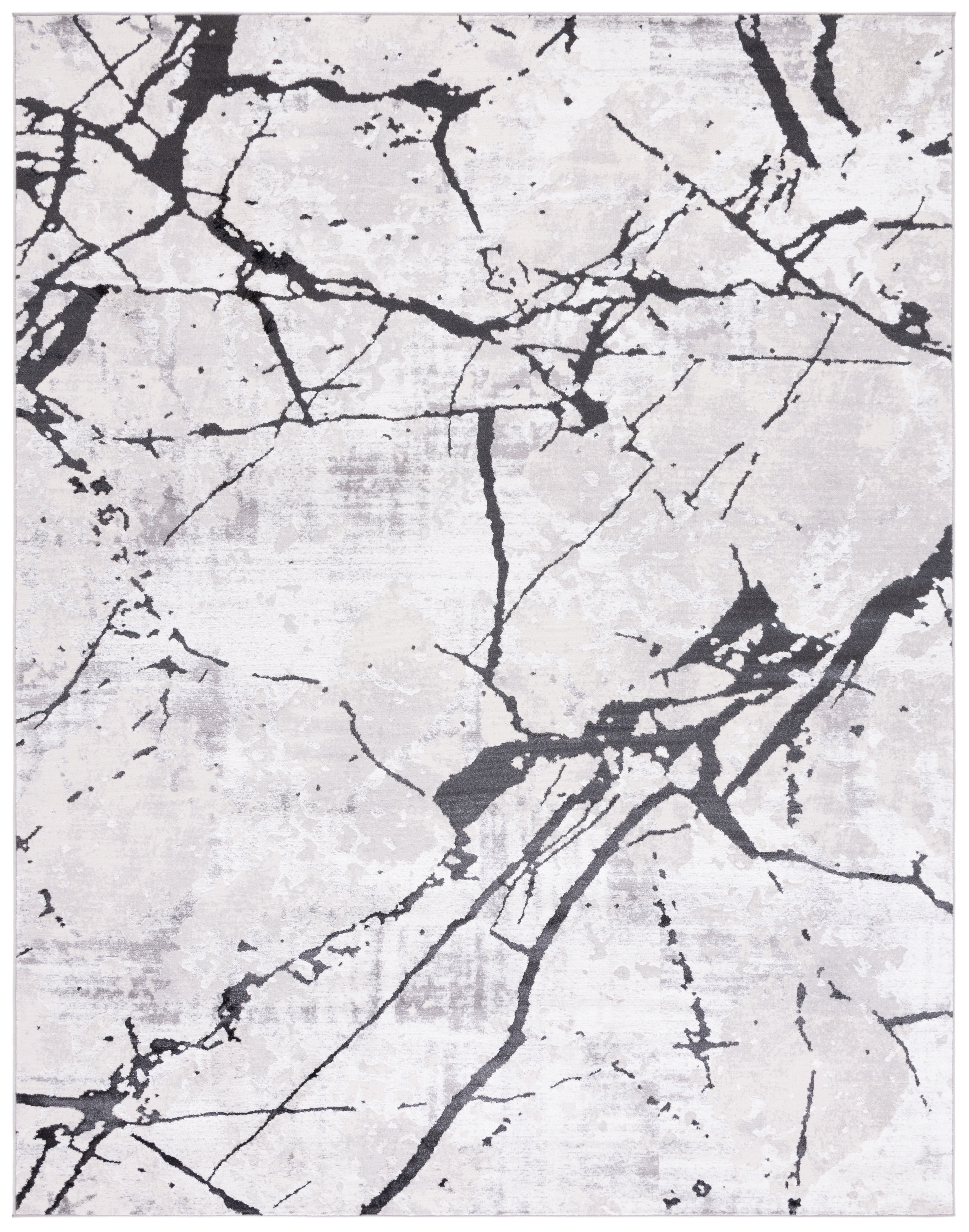 Gray and Black Abstract 8' x 10' Synthetic Area Rug