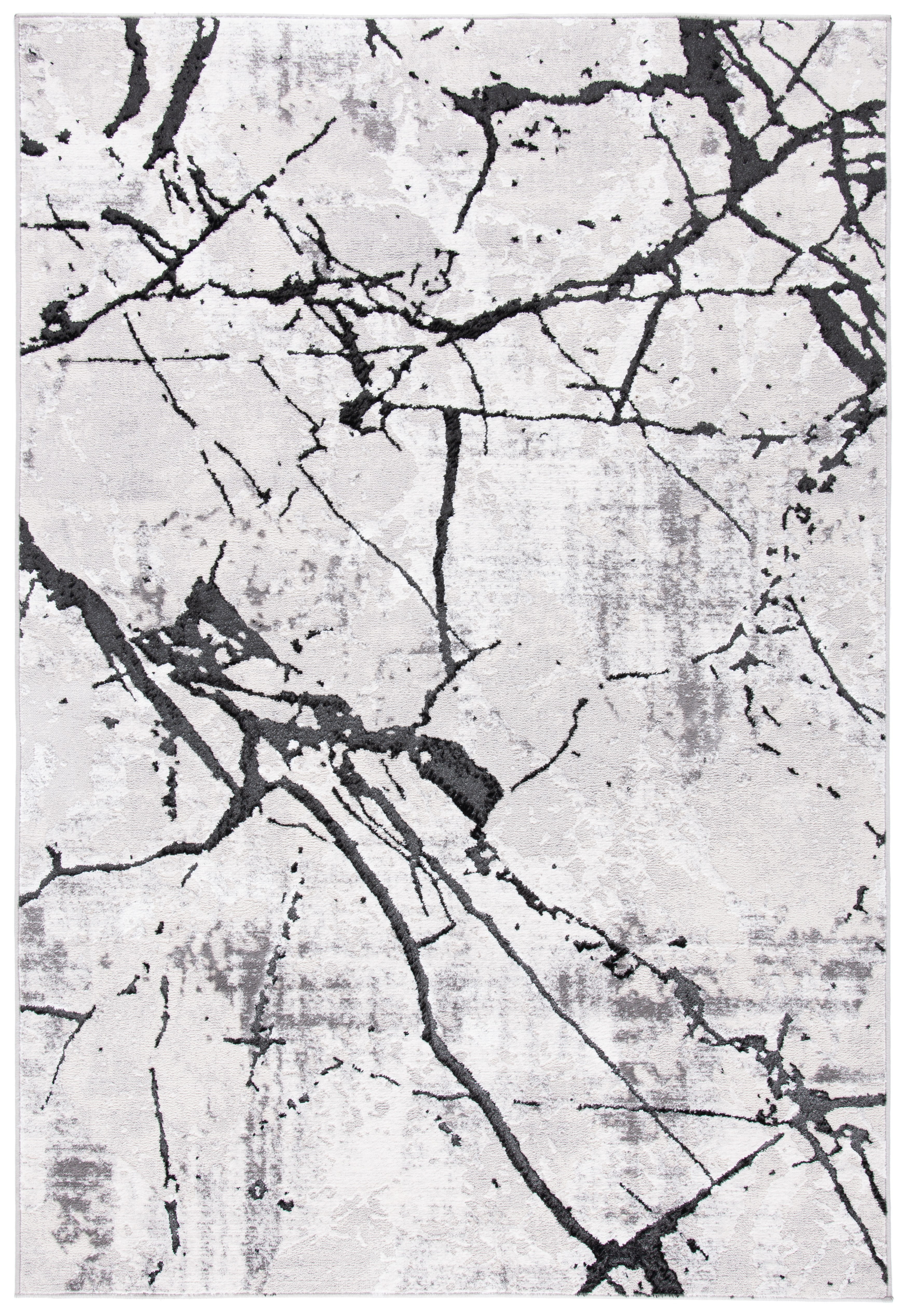 Amelia 3' x 5' Gray and Black Abstract Area Rug