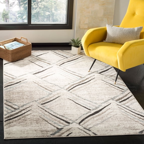 SAFAVIEH Amsterdam Ravenna Geometric Area Rug, Cream/Charcoal, 6'7" x 6'7" Square