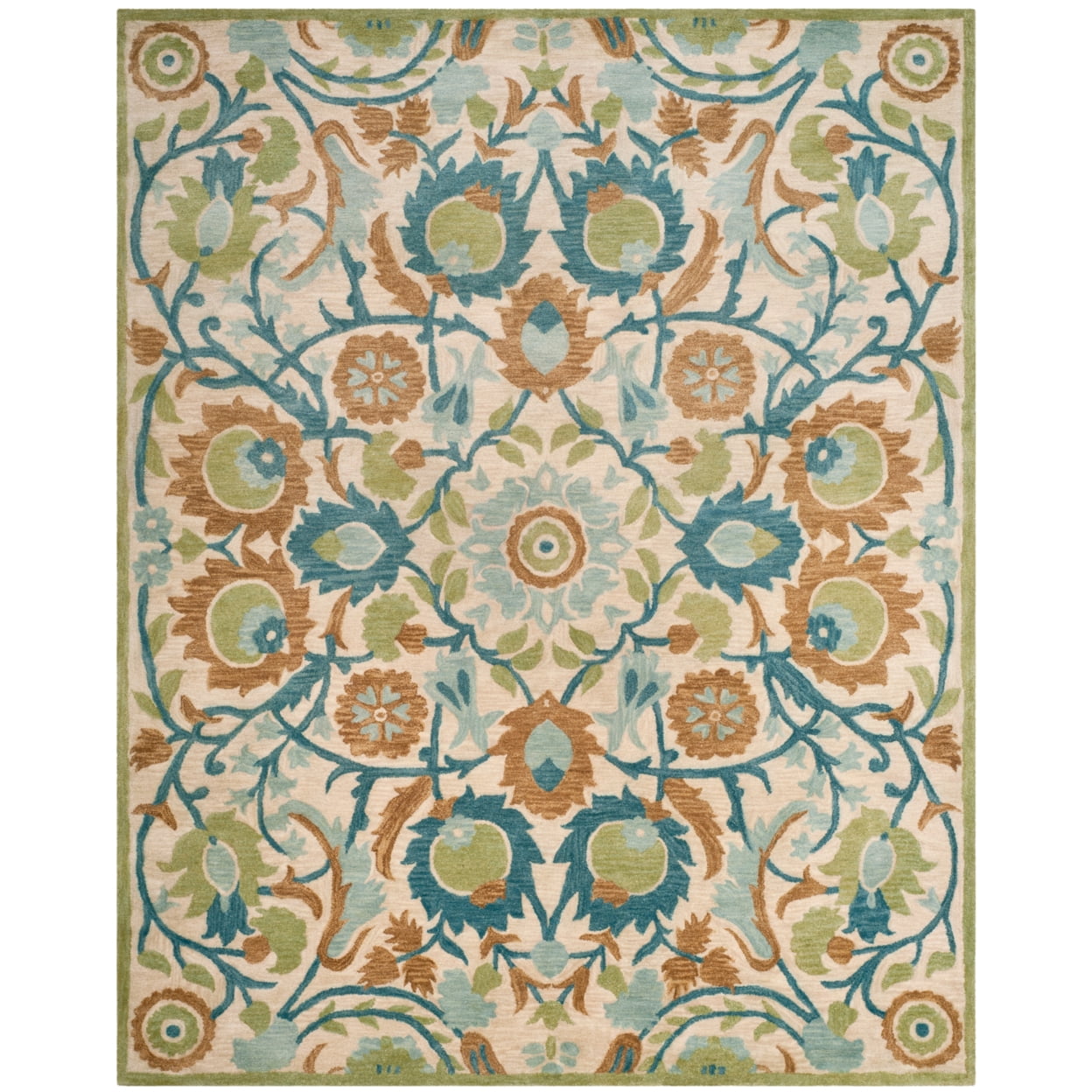 Ivory Tufted Square Wool Handmade Rug