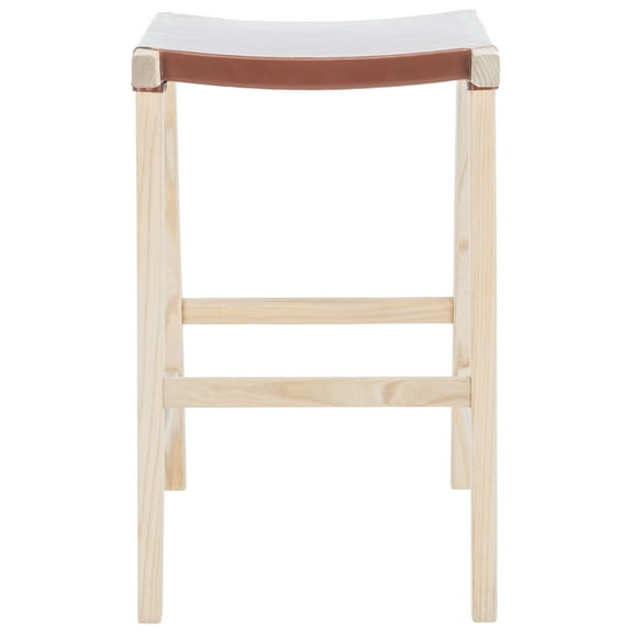 SAFAVIEH Aariz Rectangle Barstool, Cognac/Natural (18.5 in. W x 20 in. D x 30 in. H)