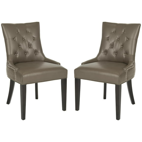 SAFAVIEH Abby 19''H Tufted Side Chair, Set of 2, Clay/Silver Nail Head