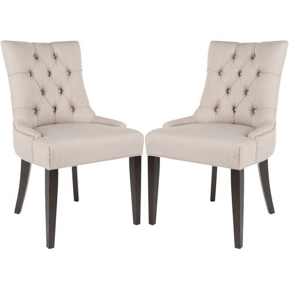 SAFAVIEH Abby 19"H Tufted Side Chair, Taupe, Set of 2