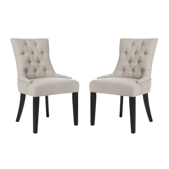 SAFAVIEH Abby Contemporary Linen Solid Dining Side Chair, Taupe (Set of 2)