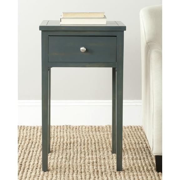 SAFAVIEH Abel Solid Rustic Nightstand with Storage Drawer, Steel Teal