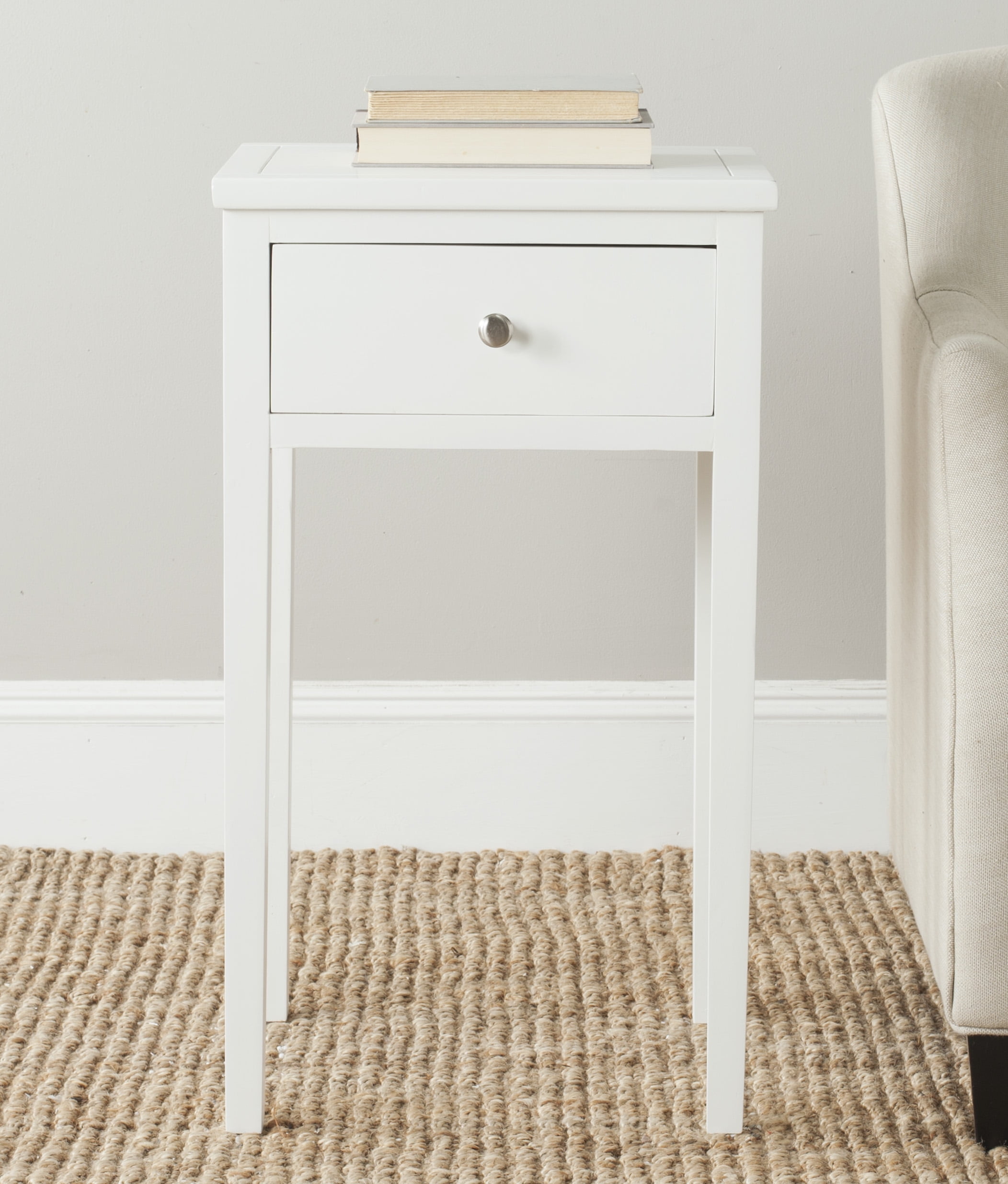 SAFAVIEH Abel Solid Rustic Nightstand with Storage Drawer, White