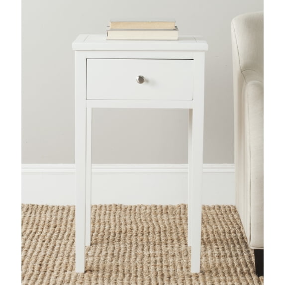 SAFAVIEH Abel Solid Rustic Nightstand with Storage Drawer, White