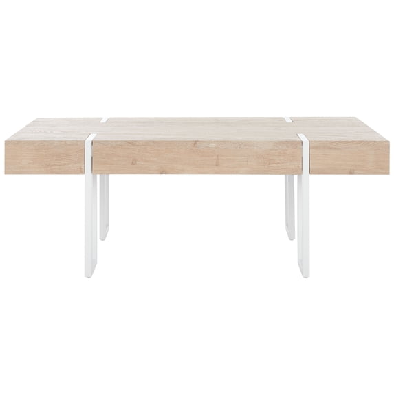 SAFAVIEH Aberton Modern Coffee Table, Natural/White (43.3 in. W x 23.6 in. D x 15.7 in. H)