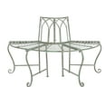 thumbnail image 1 of SAFAVIEH Abia Outdoor Wrought Iron Semi Tree Bench, Antique Green, 1 of 11
