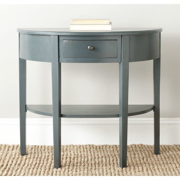 SAFAVIEH Abram Solid Country Demilune Console with Storage Drawer, Steel Teal