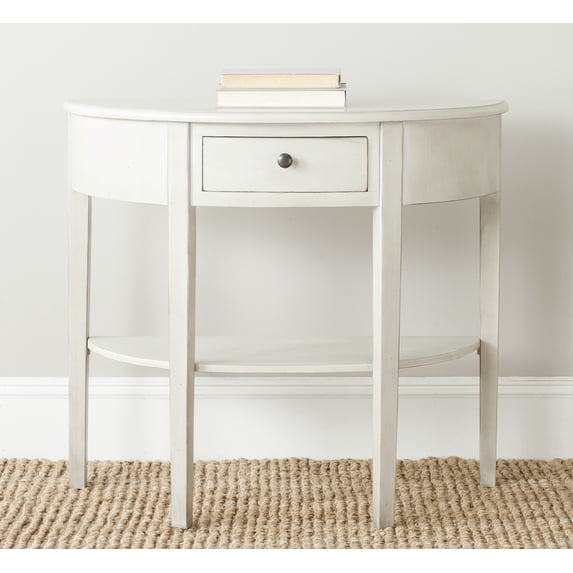 SAFAVIEH Abram Solid Country Demilune Console with Storage Drawer, White