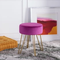 Safavieh Abrea Transitional Round Ottoman, Boysenberry/Gold