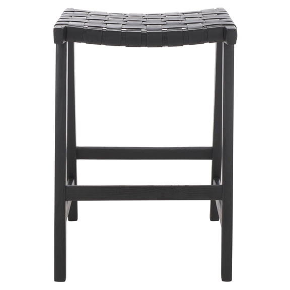 SAFAVIEH Abreu Coastal Rectangle Counter Stool, Black (19 in. W x 18.5 in. D x 26.8 in. H)
