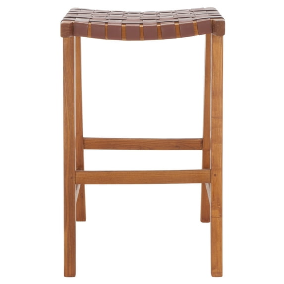SAFAVIEH Abreu Modern Style Rectangle Barstool, Cognac/Natural (20 in. W x 18.5 in. D x 30 in. H)