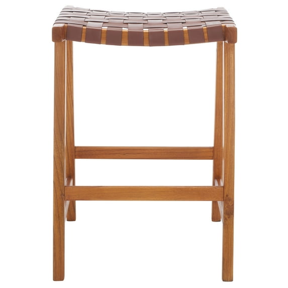 SAFAVIEH Abreu Rectangle Backless Counter Stool, Cognac/Nautral