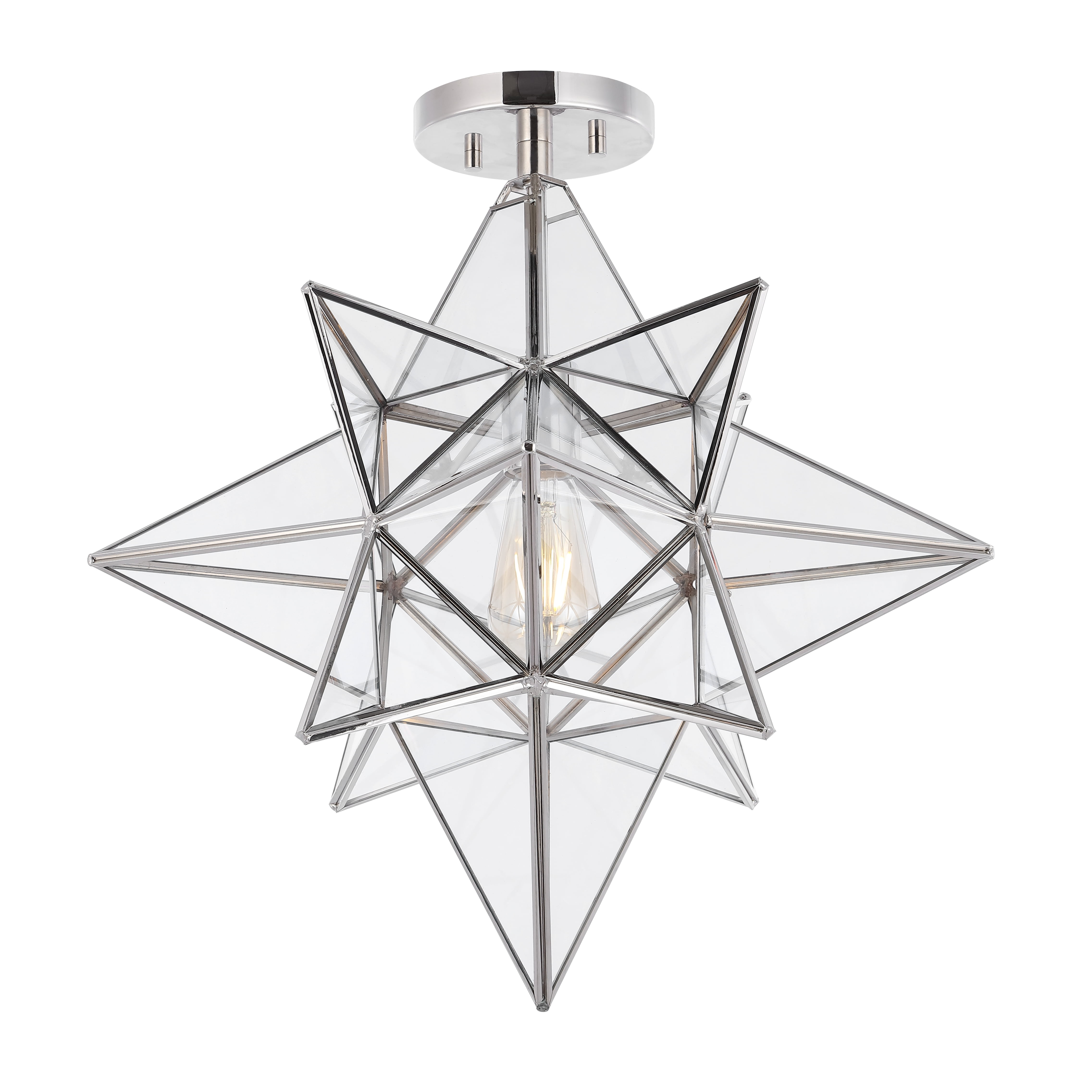 Abrielle 19" Brushed Nickel and Glass Star Flush Mount