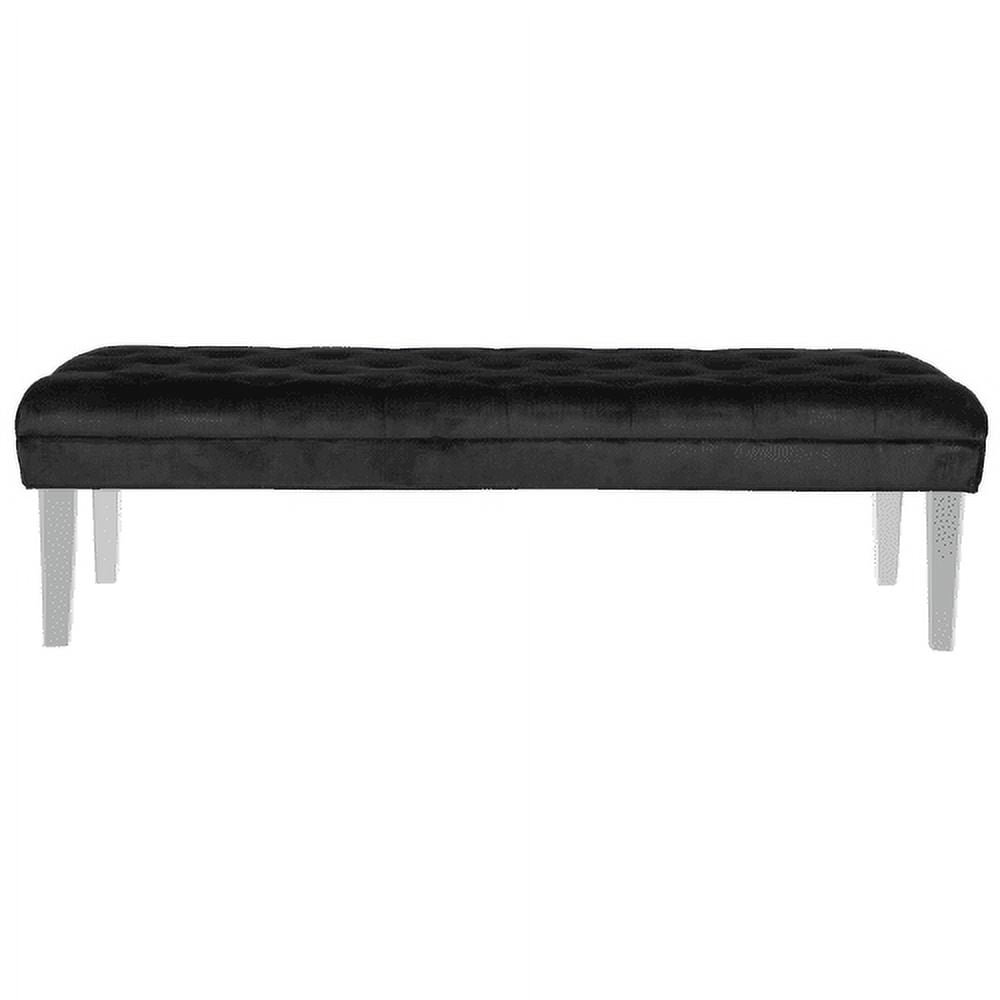 Abrosia Black Tufted Bench with Clear Acrylic Legs