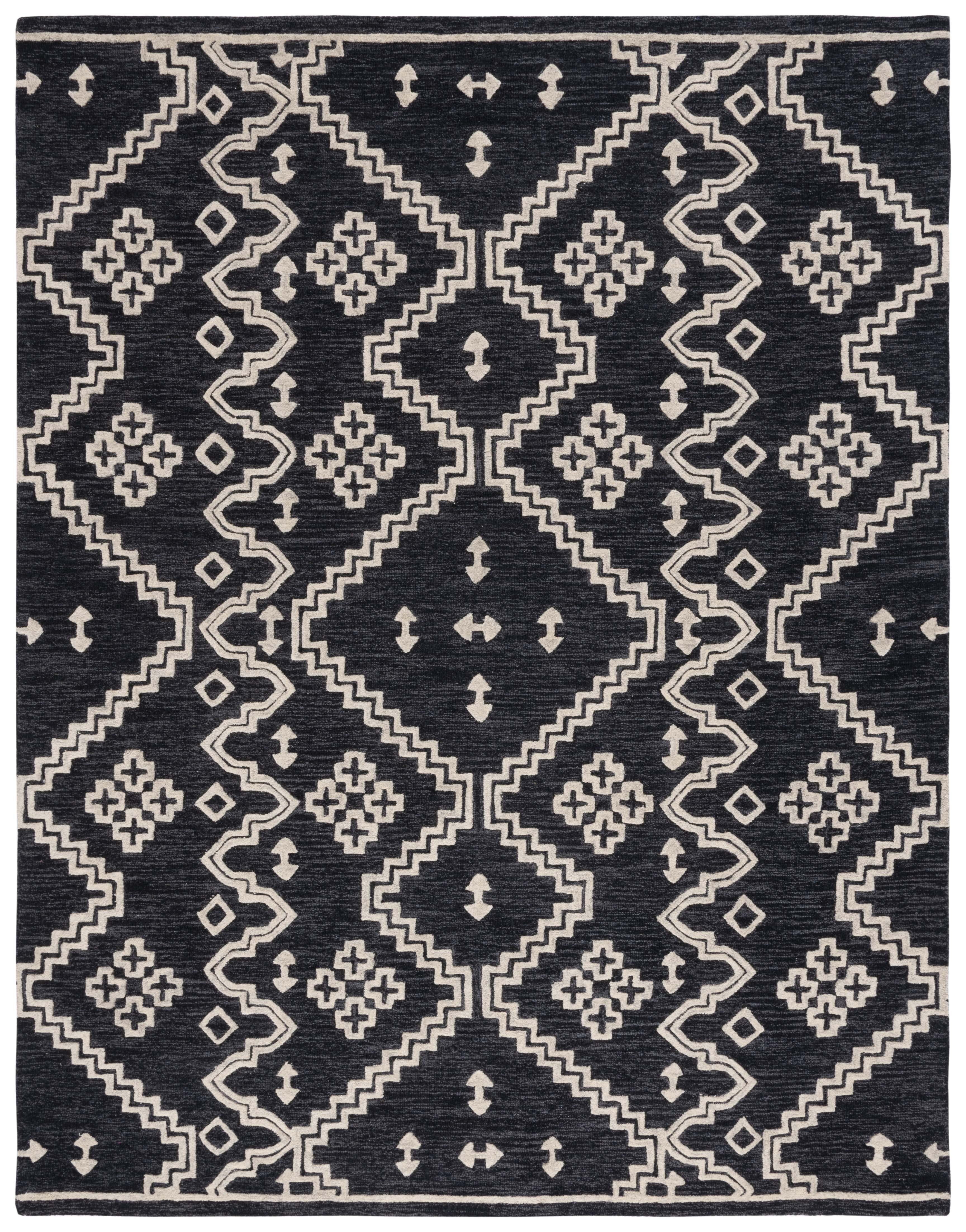 Ivory Abstract Handmade Tufted Round Wool Rug