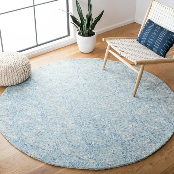SAFAVIEH Abstract Albine Zig-Zag Area Rug, Blue/Beige, 6' x 6' Round